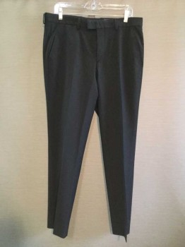 Mens, Suit, Pants, H&M, Black, Wool, Synthetic, Solid, 34/30