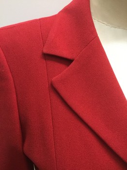 BEBE, Red, Black, Viscose, Polyester, Jacket, Red with Black Lining, Notched Lapel, Single Breasted, 3 Button Front (but Missing the Middle Button, Long Sleeves, with Matching Skirt