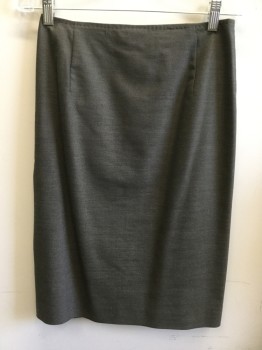 ELIE TAHARI, Brown, Wool, Cotton, Heathered, Knee Length, Hand Picked Waist Seam, Darted Front and Side Seams, Hand Picked Back Seams Into Vents, Back Zip