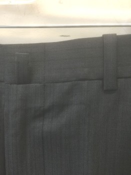 Mens, Suit, Pants, C&J TAILORING MR.O, Charcoal Gray, Dk Gray, Wool, Stripes - Pin, Ins:32, W:36, Flat Front, Zip Fly, 4 Pockets, Made To Order