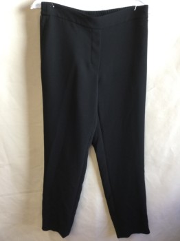 Womens, Slacks, DKNY, Black, Viscose, Polyester, Solid, 2, 1.5" Waistband Front with Elastic Back, Fake Zip Front, 2 Side Pockets