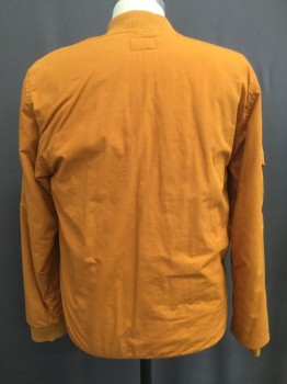 Mens, Casual Jacket, NUDIE JEANS, Orange, Cotton, Solid, C:40, M, Rib Knit Collar, Zip Front, Slit Pockets, Patch Sleeve Pocket