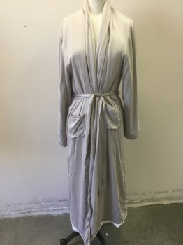 Womens, SPA Robe, JULIANNE RAE, Taupe, White, Rayon, Cotton, Solid, S, Taupe Rayon with White Terry Cloth Lining, 2 Patch Pockets, Belt Loops, **With Separate Self Fabric Belt