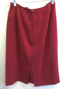 Womens, Skirt, Below Knee, NL, Red, Polyester, Solid, W:29, Straight, Back Zipper,