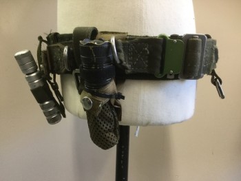 MTO, Olive Green, Lt Olive Grn, Black, Nylon, Synthetic, Heavy Duty Utility Belt, Quick Release Buckle, Mens, Adjustable