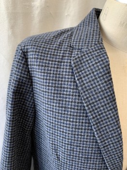 N/L, Gray, Black, Dk Blue, Polyester, Wool, Grid , Single Breasted, Collar Attached, Notched Lapel, 2 Buttons,  3 Pockets, Multiple