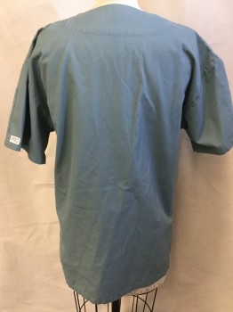 PRO, Sea Foam Green, Polyester, Cotton, Solid, V-neck, 3 Pockets Short Sleeves, 5" Side Split Hem