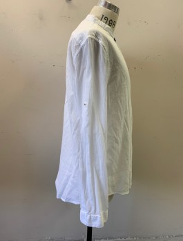 ZARA, White, Cotton, Solid, Button Front, Collar Band, Long Sleeves,