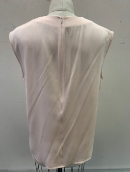Womens, Shell, ST JOHN, Lt Pink, Silk, Solid, S, Multiple, Slvls, Pull On,  Invisible Zip Back, CN with V Cutout, Side Slits