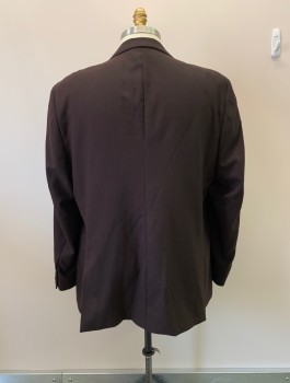 Mens, Suit, Jacket, APOLLO KING, Dk Brown, Wool, Solid, 42/35, 50L, Single Breasted, 2 Buttons, Notched Lapel, 4 Pockets,