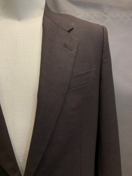 Mens, Sportcoat/Blazer, NL, Dk Brown, Wool, Solid, 44L, 2 Buttons, Single Breasted, Notched Lapel, 3 Pockets, Made To Order,