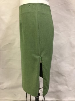 Womens, Skirt, Knee Length, HYPE, Lime Green, Black, Polyester, Spandex, Heathered, 28P, Sits at Hip, Zip Back, Deep Invisible Zip Side Slit, Pencil