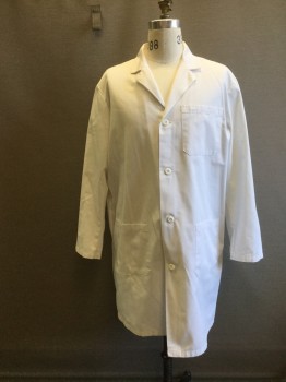 Unisex, Lab Coat Unisex, LABWEAR, White, Poly/Cotton, Solid, Ch42, 4 Button. Single Breasted, 3 Pockets, Lab Coat