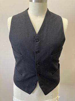 MTO, Black, Gray, Wool, Stripes - Pin, 5 Btn Single Breasted, 4 Pockets, Self Backed with Adjustable Back Waist Belt