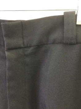 LAW PRO, Black, Polyester, Solid, Poly Twill, Flat Front, Zip Fly, 4 Pockets