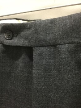 N/L, Dk Gray, Lt Gray, Wool, Stripes, Dark Gray with Very Faint Light Gray Thin Stripes, Double Pleated, Button Tab Waist, Zip Fly, 4 Pockets, Relaxed Leg
