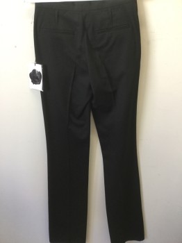 Womens, Slacks, VICTOR & ROLF, Black, Wool, Solid, 4, Pleated Front, Slit Pockets, Creased Legs, 2 Inch Waist Band