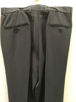 EDDIE DOMANI, Charcoal Gray, Polyester, Viscose, Solid, Triple Pleat, Zip Front, Belt Loops, 4 Pockets, Button Tab, Cuffed
