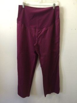 Womens, Scrub Pant Women, N/L, Red Burgundy, Poly/Cotton, Solid, M, Maternity Scrubs, Spandex Wide Waistband, 1 Back Patch Pocket, Cargo Pocket