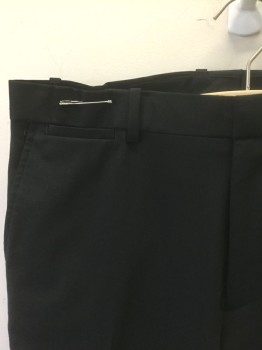 THEORY, Black, Wool, Spandex, Solid, Flat Front, Zip Fly, Slim Leg, 5 Pockets Including 1 Watch Pocket