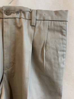 Mens, Casual Pants, DOCKERS, Dk Khaki Brn, Cotton, Elastane, Solid, 34/32, Pleated Front, 4 Pockets, Zip Fly, Button Closure, Belt Loops