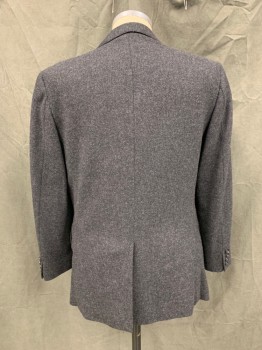 J. CREW, Dk Gray, Wool, Heathered, Single Breasted, Collar Attached, Notched Lapel, 3 Pockets, Long Sleeves