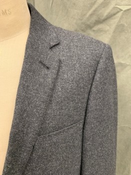 J. CREW, Dk Gray, Wool, Heathered, Single Breasted, Collar Attached, Notched Lapel, 3 Pockets, Long Sleeves