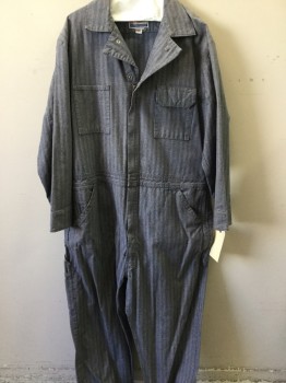 Mens, Coveralls/Jumpsuit, DICKIES, Lt Blue, Off White, Cotton, Herringbone, XLT, Long Sleeves, Zip Front, Collar Attached, 6+ Pockets,