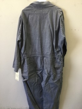 Mens, Coveralls/Jumpsuit, DICKIES, Lt Blue, Off White, Cotton, Herringbone, XLT, Long Sleeves, Zip Front, Collar Attached, 6+ Pockets,