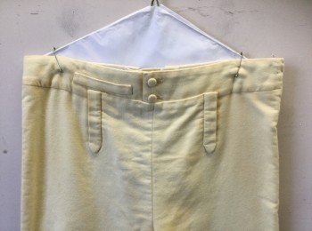N/L, Cream, Cotton, Solid, Military Uniform Breeches, Brushed Twill, Faux Fall Front, Knee Length, Invisible Zipper at Side, 2 Self Fabric Buttons at Fly, 1 Faux Welt Pocket, Lace Up at Center Back, Gold Buttons at Hem, Multiples, Late 1700's Early 1800's Made To Order Reproduction