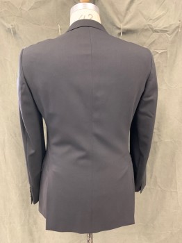 Mens, Suit, Jacket, ARMANI COLL, Black, Wool, Solid, 42R, Single Breasted, Collar Attached, Notched Lapel, Hand Picked Collar/Lapel, 2 Buttons,  3 Pockets