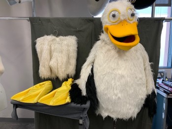 MTO, Off White, Black, Synthetic, Foam, Color Blocking, 4 Piece Pelican, Shaggy Fur, Wings, Foam Body with Center Back Zipper, Wings with Black Tips, Double