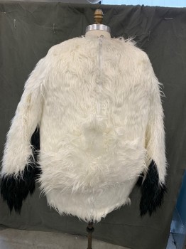 MTO, Off White, Black, Synthetic, Foam, Color Blocking, 4 Piece Pelican, Shaggy Fur, Wings, Foam Body with Center Back Zipper, Wings with Black Tips, Double