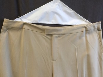 ELLEN TRACY, Khaki Brown, Wool, Polyester, Solid, 1.25" Waistband, Flat Front, Zip Front, 2 Slant Pockets,