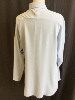 BABATON , Baby Blue, Polyester, Modal, Solid, Collar Attached, Button Front, Long Sleeves, Curved Hem