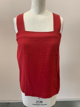 Womens, Top, & OTHER STORIES, Paprika Red, Viscose, Solid, 4, Square Neckline, Sleeveless