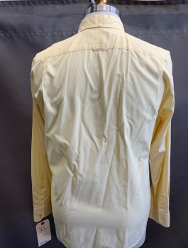 Mens, Casual Shirt, VINCE, Lt Yellow, Cotton, Check - Micro , XL, L/S, Button Front, Button Down Collar, 1 Pocket,