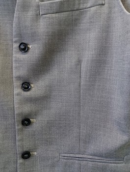 Mens, Suit, Vest, TOPMAN, Gray, Polyester, Solid, 36, 5 Buton, 3 Pocket