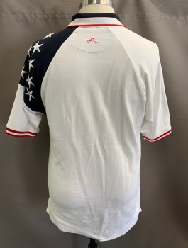 FREEDOM, White, Black, Red, Cotton, Polyester, Americana, S/S, 3 Button, Stripes On Collar & Arm Band, Stars On Left Shoulder, Piping On Placket