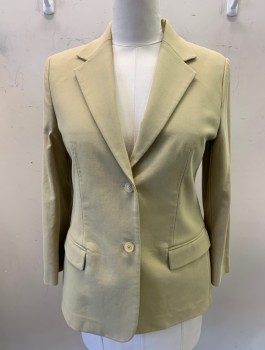 Womens, Blazer, MICHAEL KORS, Khaki Brown, Cotton, Solid, 12, Single Breasted, 2 Buttons,  2 Pockets, Notched Lapel,