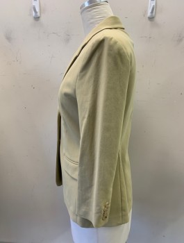 Womens, Blazer, MICHAEL KORS, Khaki Brown, Cotton, Solid, 12, Single Breasted, 2 Buttons,  2 Pockets, Notched Lapel,