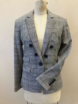 Womens, Blazer, EXPRESS, Black, White, Red Burgundy, Polyester, Elastane, Plaid, 6, SB. 1 Btn, Notched Lapel, 5 Decorative Buttons, 3 Flap Pckt, 1 Breast Pckt, 4 Buttons On Cuffs