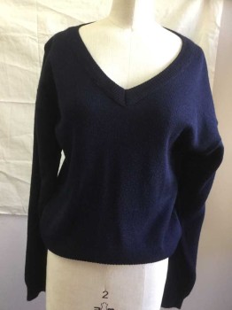 Childrens, Sweater, OFFICIAL SCHOOL SWEA, Navy Blue, Acrylic, Solid, 16, V-neck, Pull Over, Long Sleeves,