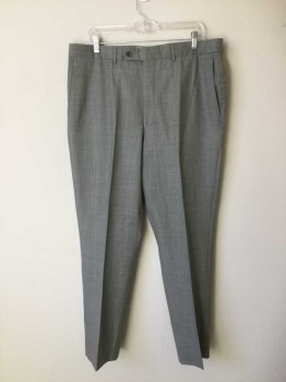 Mens, Suit, Pants, JACK VICTOR, Lt Gray, Synthetic, Heathered, 30+, 38, Flat Front Zip Fly, 4 Pockets