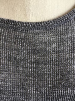 Womens, Top, EILEEN FISHER, Heather Gray, Polyester, Cotton, Heathered, XS, Wide Round Neck,  Long Sleeves, Uneven Hem