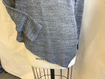 EILEEN FISHER, Heather Gray, Polyester, Cotton, Heathered, Wide Round Neck,  Long Sleeves, Uneven Hem
