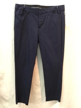A.N.A., Navy Blue, Cotton, Spandex, Solid, Flat Front, 4 Pockets, Zip Front, Waistband, Belt Loops, Cropped