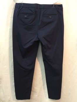 A.N.A., Navy Blue, Cotton, Spandex, Solid, Flat Front, 4 Pockets, Zip Front, Waistband, Belt Loops, Cropped