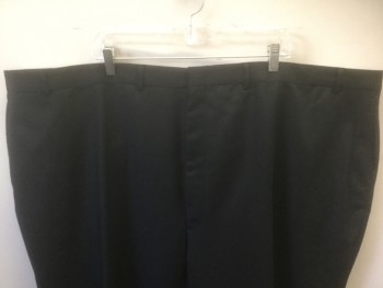 HARDWICK, Black, Wool, Polyester, Solid, Flat Front, Zip Fly, 4 Pockets