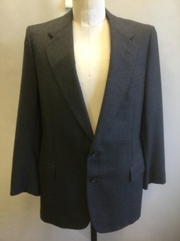 Mens, Suit, Jacket, DORMAN WINTHROP, Gray, Lt Gray, Wool, Stripes - Pin, 40R, Gray with Light Gray Pinstripe, Single Breasted, Notched Lapel, 2 Buttons, 3 Pockets, Solid Gray Lining